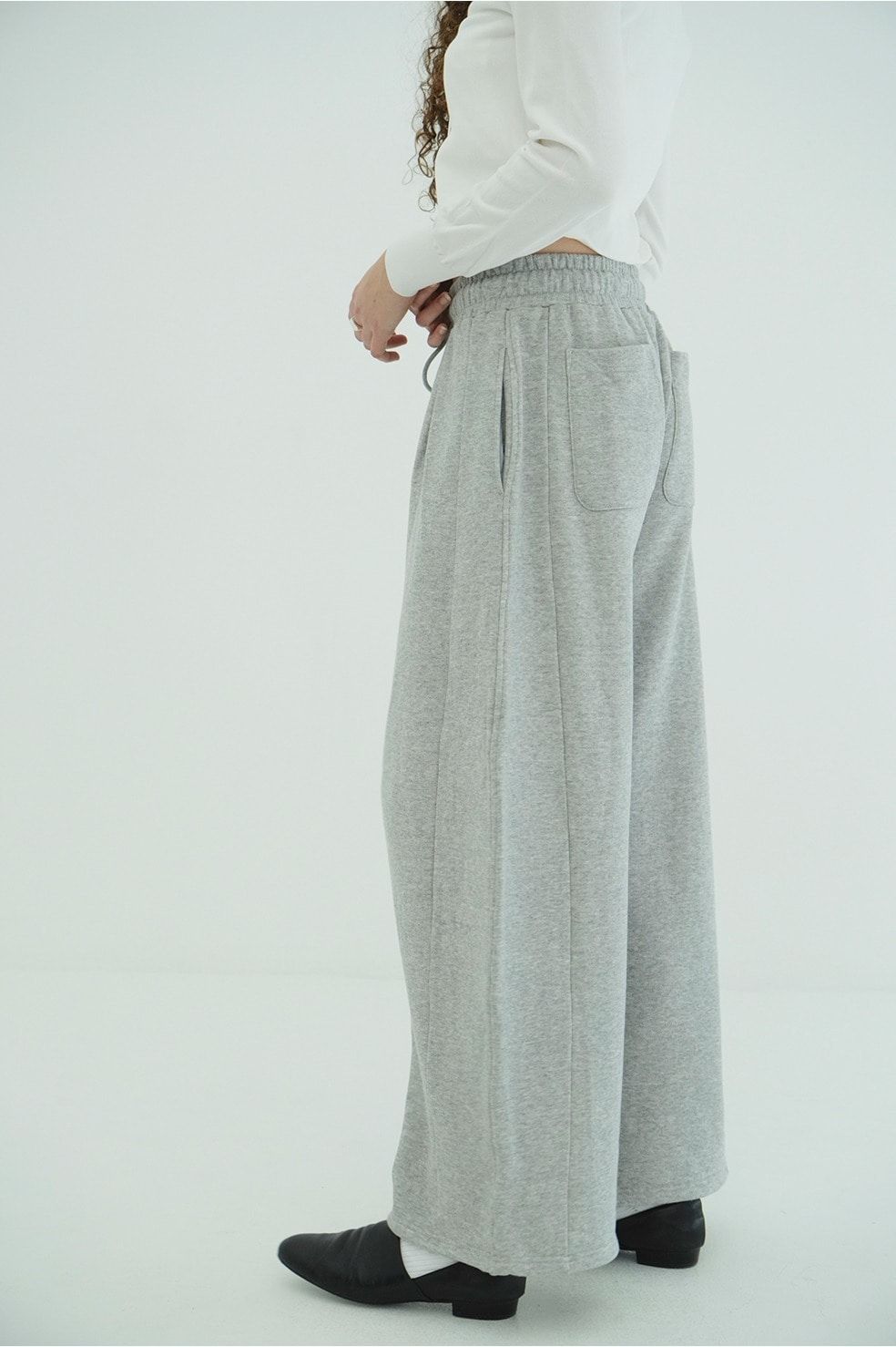 パフトップス - W FACE CLOUD PUFF SLEEVE TOPS (GREY)