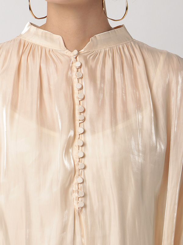 ETRE TOKYO - シャイニーフレアロングシャツ - IVORY | ADDICT