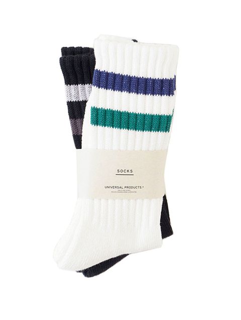 2足セットライン靴下 - 2P LINE SOCKS(231-60902)WHITE/BLACK