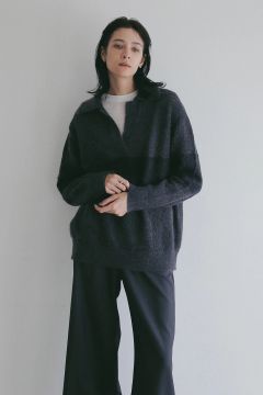 モヘアポロニット - MOHAIR POLO KNIT (CHARCOAL GRAY)