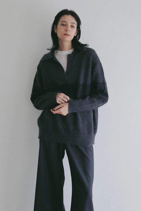 モヘアポロニット - MOHAIR POLO KNIT (CHARCOAL GRAY)