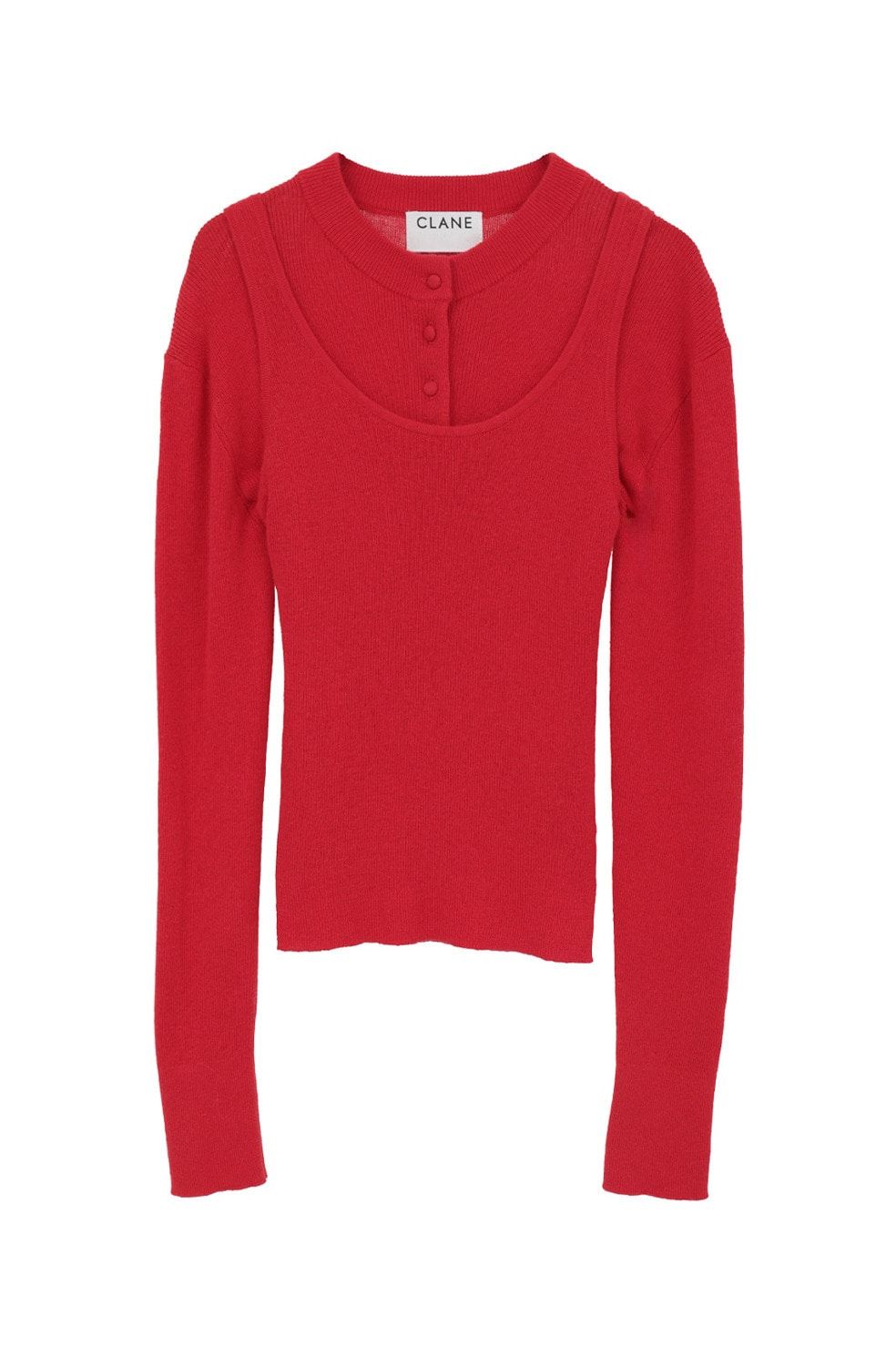 ニットカーディガン×タンクトップ セット -  BUTTON CARDIGAN TANK SET (RED)