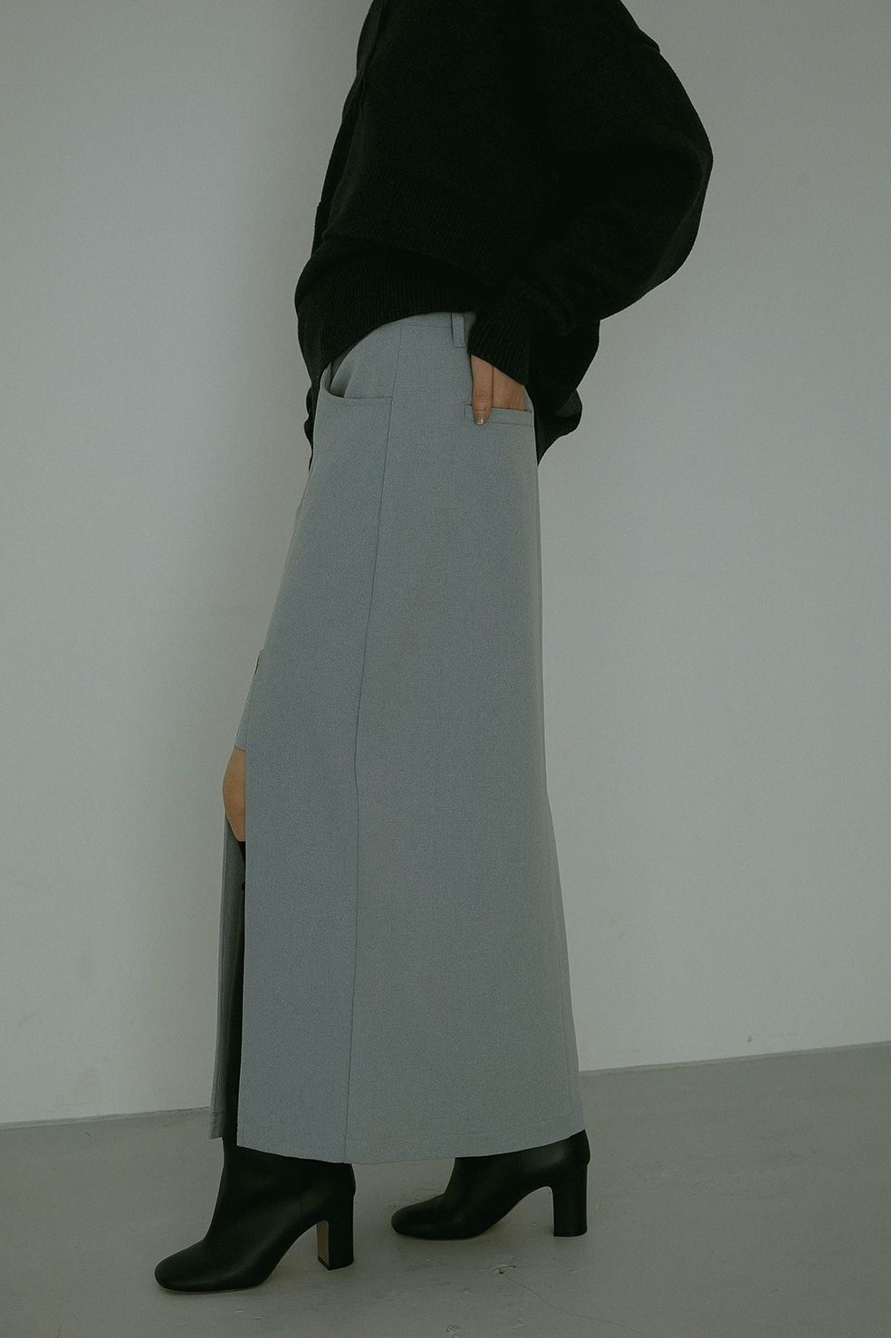 SLIT LAYERED SKIRT - スリットレイヤードミニスカート - LIGHT BLUE