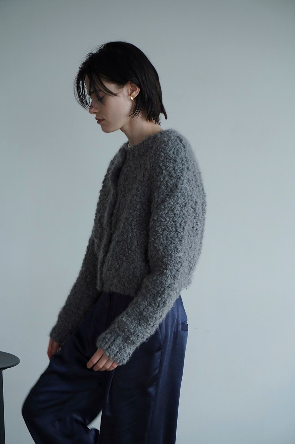 CLANE TEDDY BEAR HAND KNIT TOPS グレー - ニット/セーター