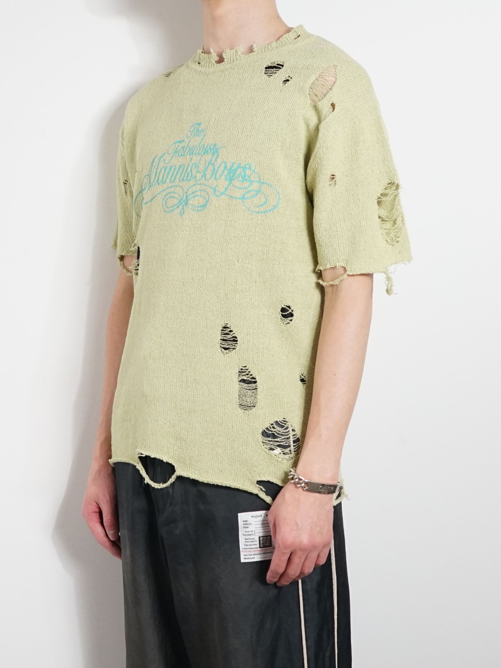 ディストレスドニットティーシャツ  - Distressed KNIT TEE - YELLOW