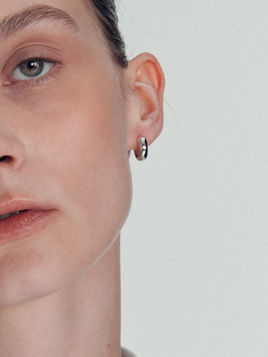 【両耳用】 スモール ボリューム ワン タッチ ピアス - Volume One Touch Earrings SILVER