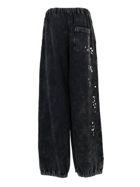 エンベリッシュド ブリーチド スウェットパンツ - Embellished Bleached Sweat Pants (BLACK)