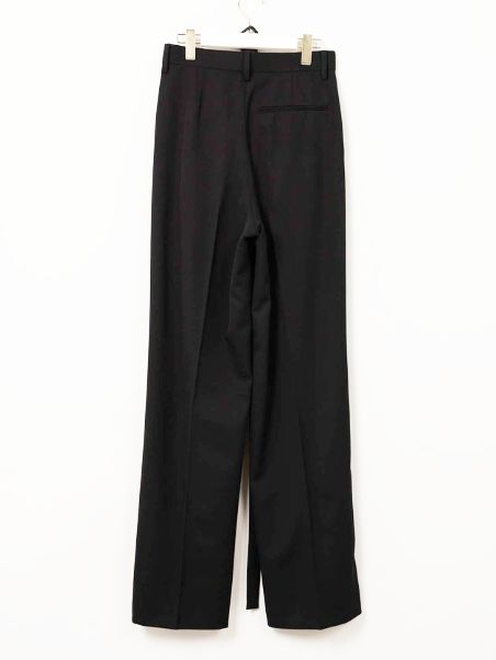 ベルト付きスラックス - BELTED TROUSERS (BLACK)