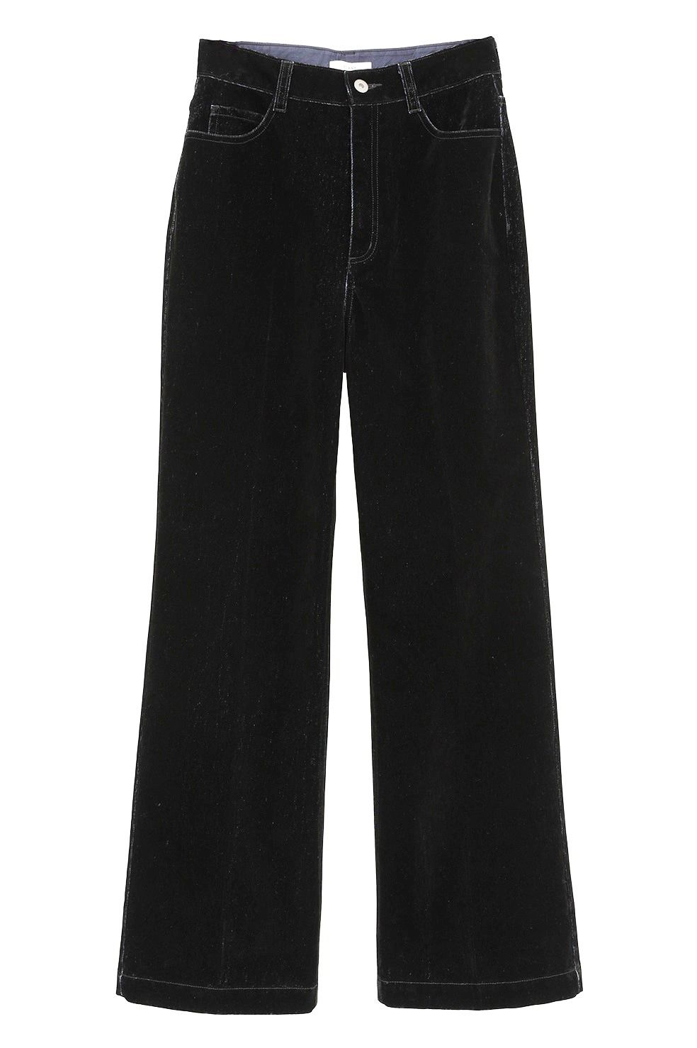ハイウエスト フロッキーパンツ | FLOCKY CENTER PRESS PANTS（BLACK)