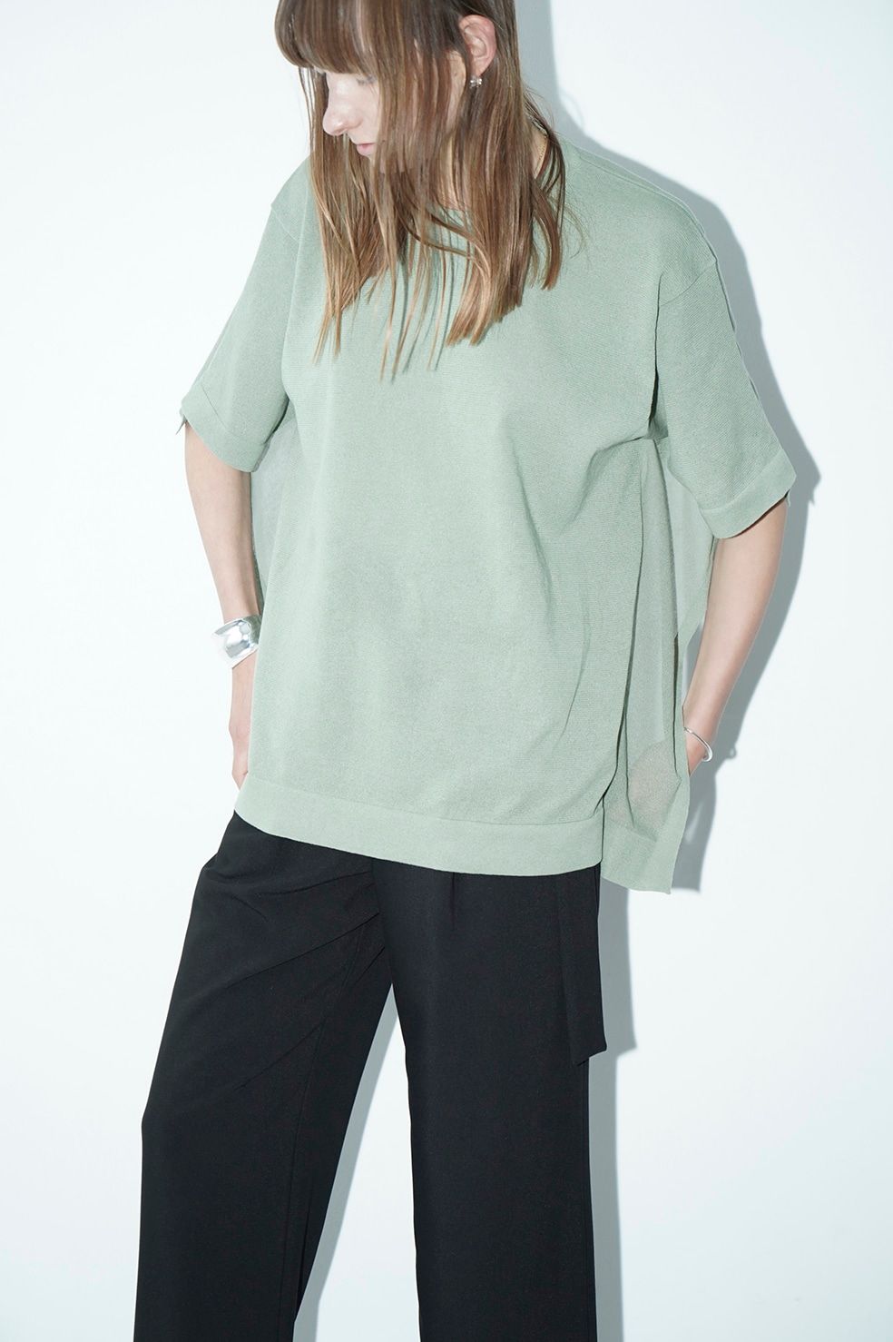 CLANE  SHEER SQUARE KNIT TOPS