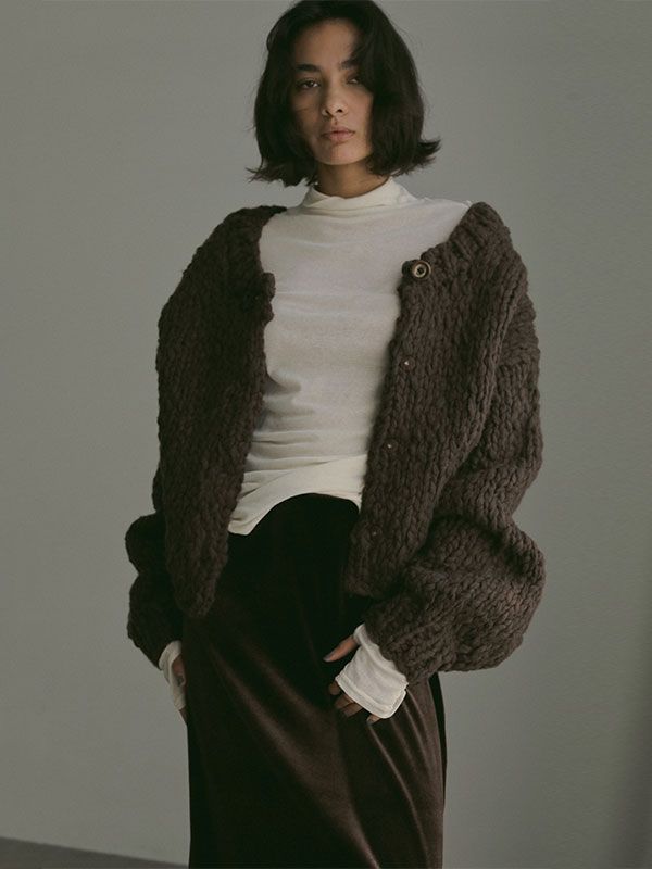 2wayハンドニットカーディガン (BROWN)