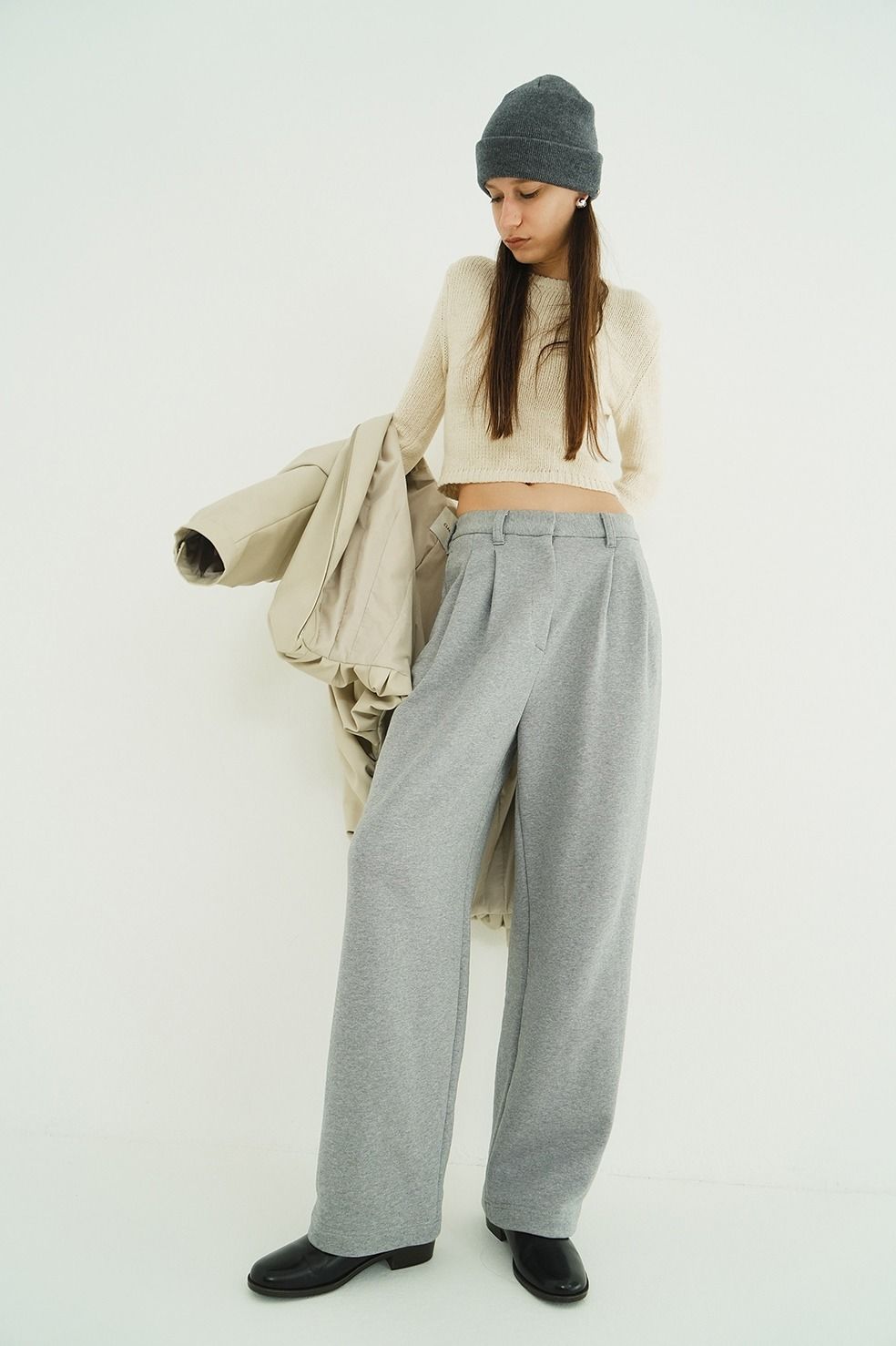 2タックスウェットパンツ - TWO TUCK SWEAT PANTS (GREY)