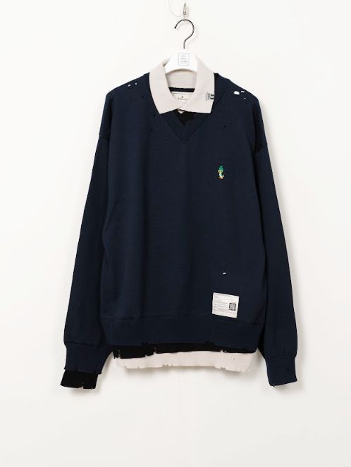 トリプルレイヤードニットプルオーバー - TRIPLE LAYRED KT PO (NAVY)