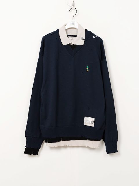 トリプルレイヤードニットプルオーバー - TRIPLE LAYRED KT PO (NAVY)