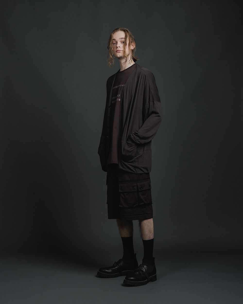 天竺 ショーツ - jersey baggy short - BLACK