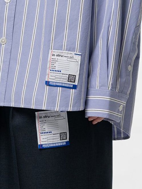 コットン ハイ デンシティ ストライプ ロング スリーブ シャツ | Cotton High Density Stripe Long-sleeve Shirt- LIGHT BLUE