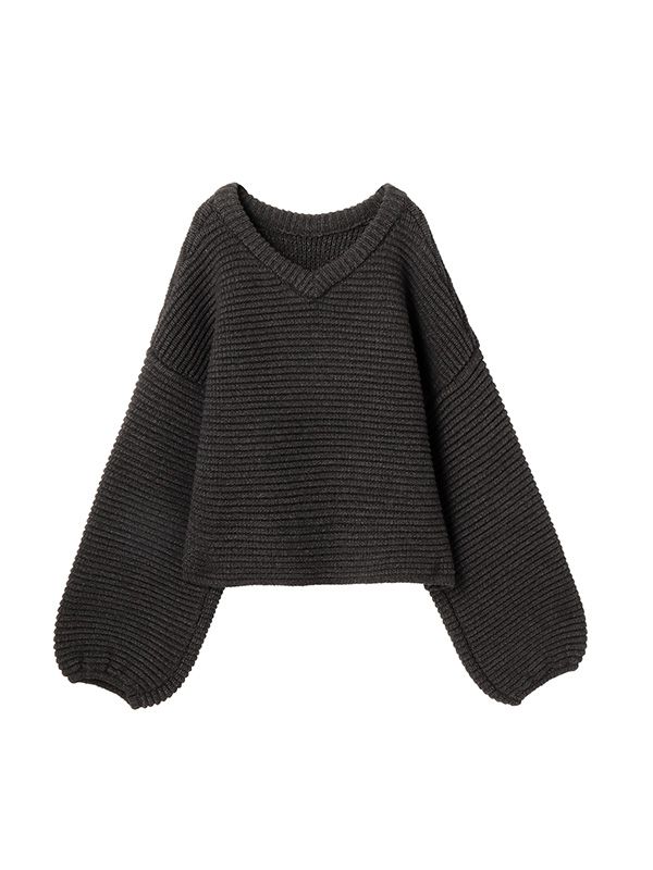 リングネックBOXニットプルオーバー - CHARCOAL