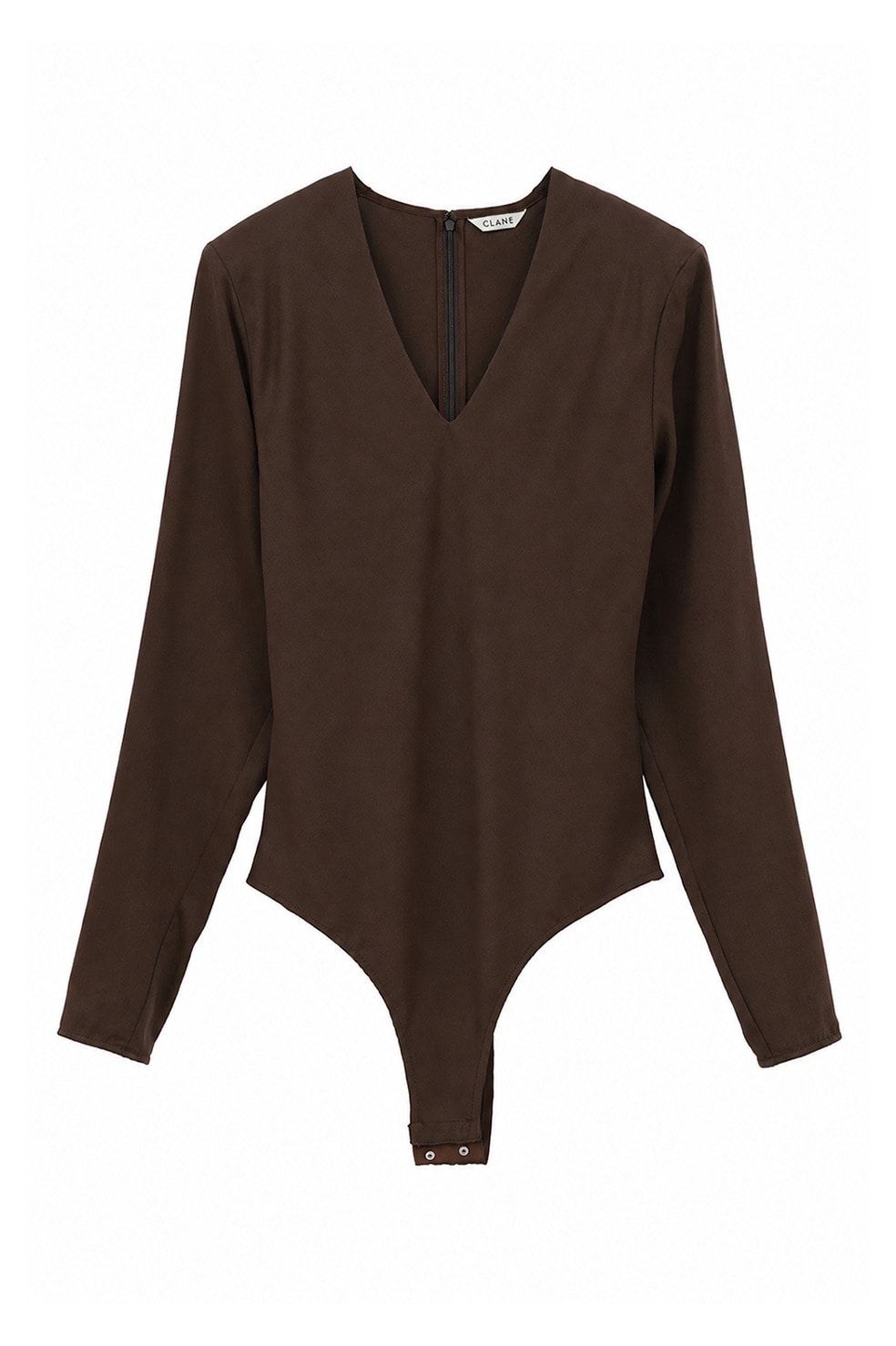 ブイネックボディスーツ - V NECK POWER SHOULDER BODYSUIT(BROWN)
