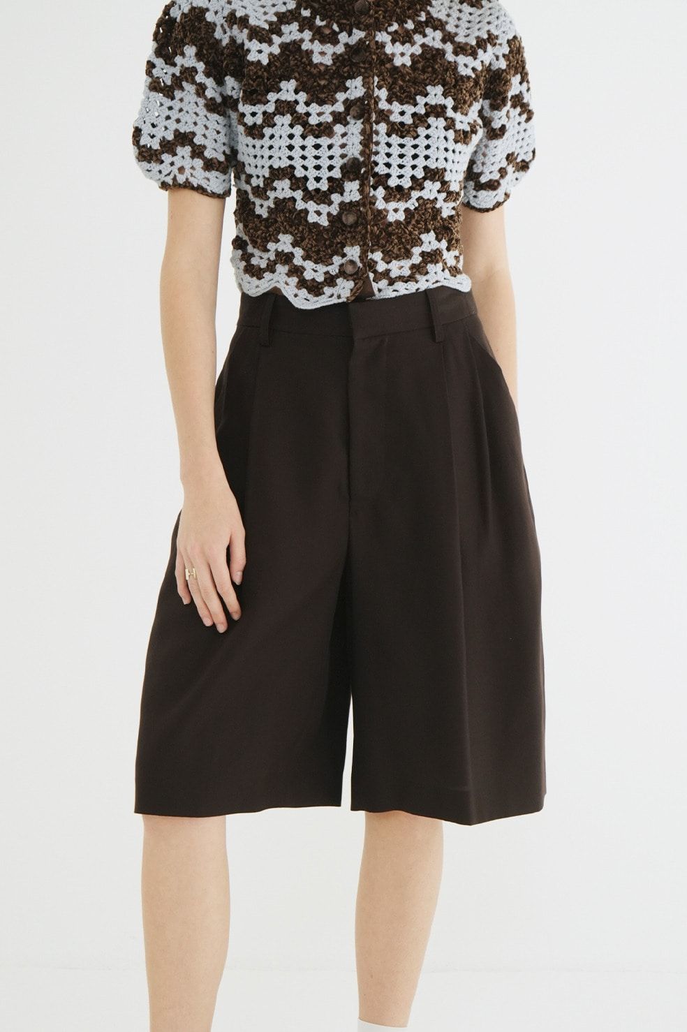 テンセルハーフパンツ - TENCEL HALF PANTS (BROWN)