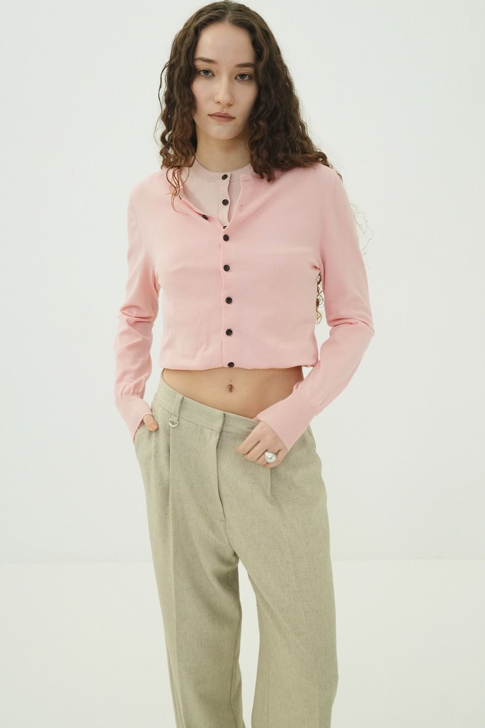 レイヤーニットカーディガン - W LAYERED KNIT CARDIGAN (PINK)