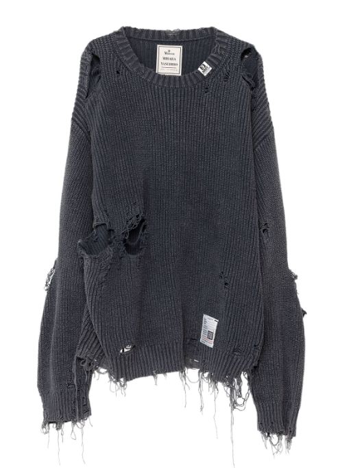 ブリーチドニットセーター - Bleached Knit Sweater - BLACK