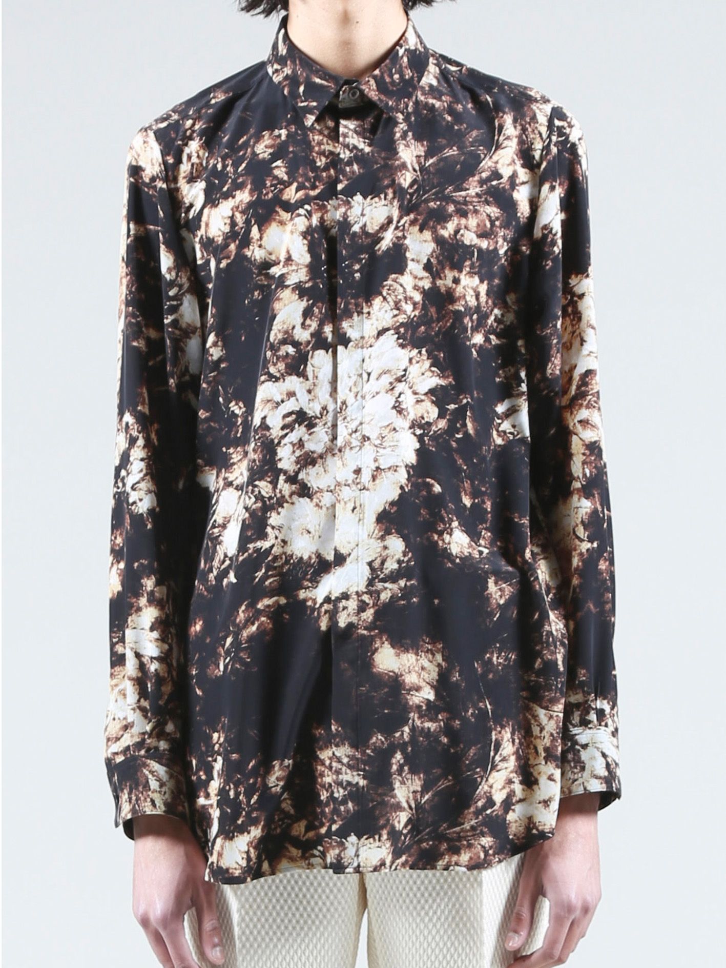 フラワープリントシャツ - Flower Print Shirt - BLACK×CREAM