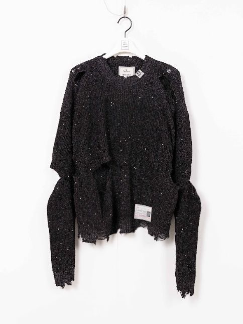 スプリングニットプルオーバー - SANGLE KNIT CARDIGAN - BLACK