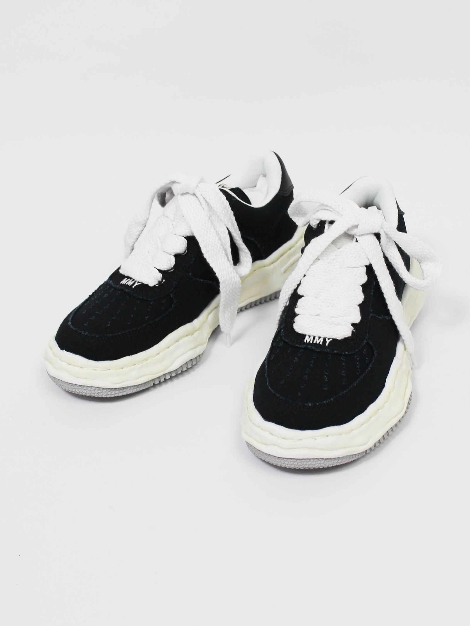 "WAYNE" OG Sole CANVAS LEATHER Low-top Sneake - BLACK