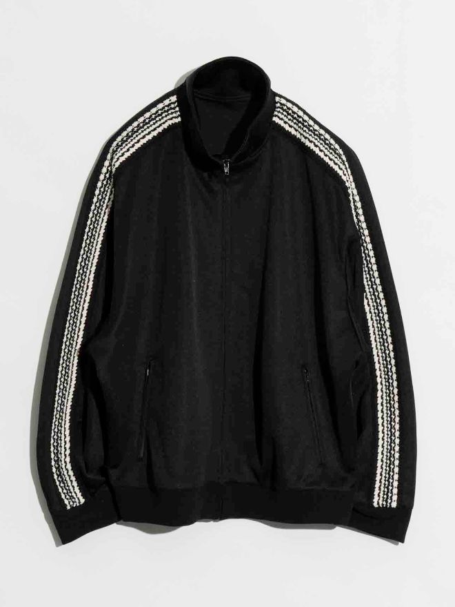 オーバー トラックジャケット - Prime-Over Crochet Line Track Jacket - BLACK