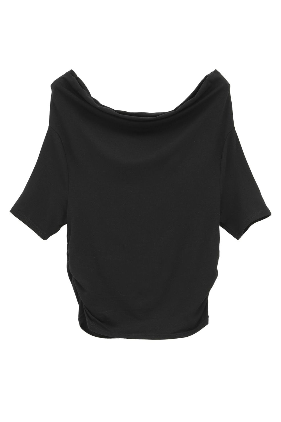 オフショルダートップス -  DRAPED OFF SHOULDER H/S TOPS(BLACK)