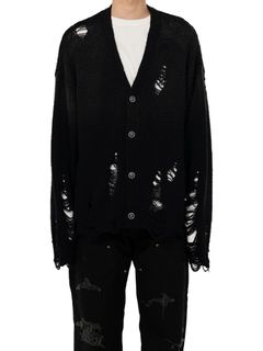 サンフェードライクニットカーディガン - Sun Faded Like Knit Cardigan (BLACK)