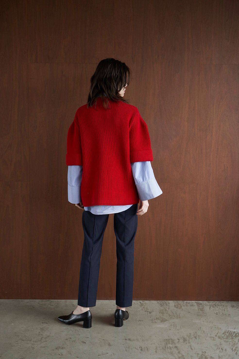 CLANE - OVER HALF SLEEVE KNIT TOPS - RED | ADDICT WEB SHOP
