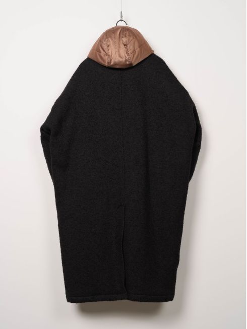 レイヤードコート - HOODED BALMACAAN COAT - BLACK