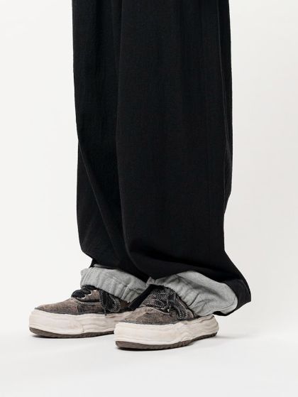 スウェット レイヤード ウール パンツ - Sweat Layered Wool Pants (BLACK)