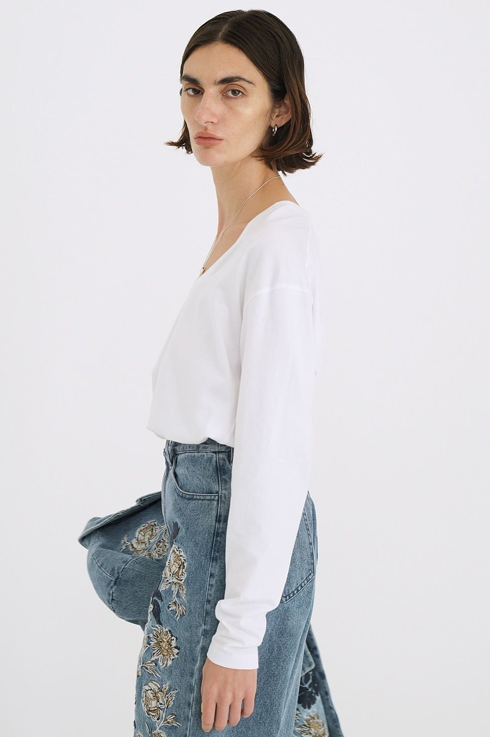 CLANE - Uネックロングスリーブカットソー - DEEP U NECK TOPS