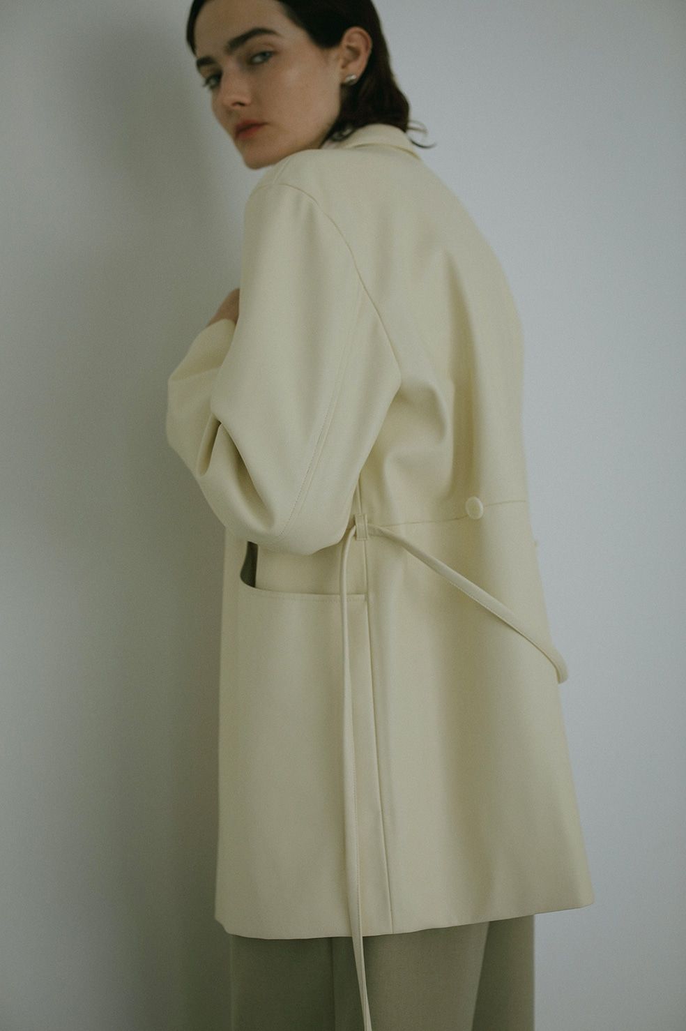 FAUX LEATHER JACKET - フェイクレザーテーラードジャケット