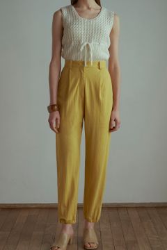 ギャザージャージパンツ - HEM GATHER JERSEY PANTS YELLOW