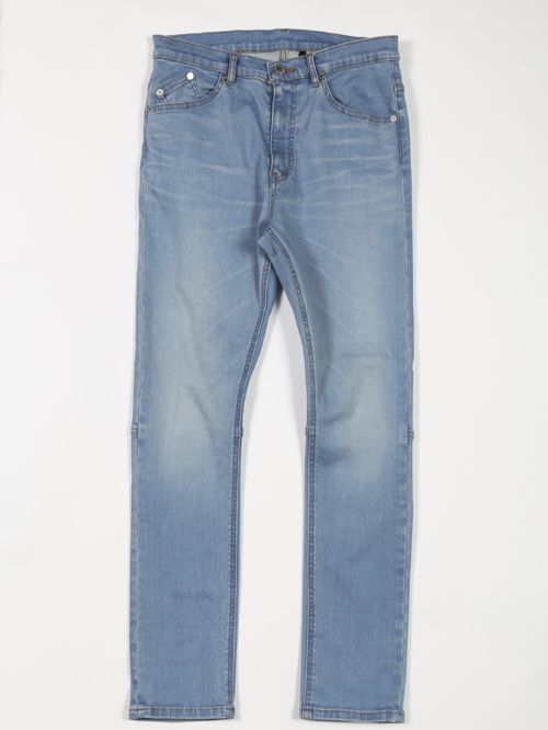 スーパーハイパワーデニム ビンテージアイスブリーチJUSTINデニムパンツ - Vintage Blue JUSTIN Denim Pants - SAXE