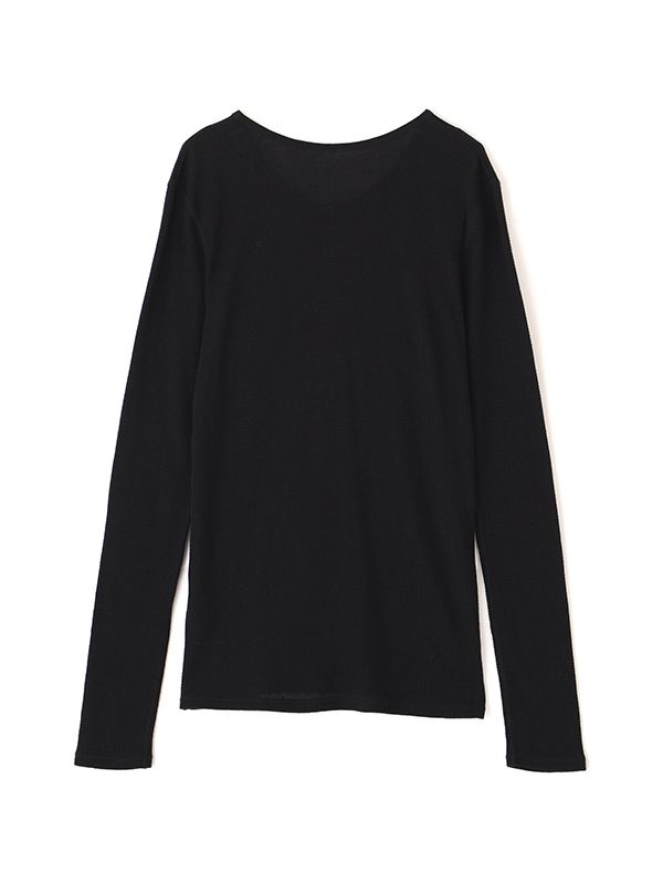 シアーワッフルヘンリーネックプルオーバー （BLACK)