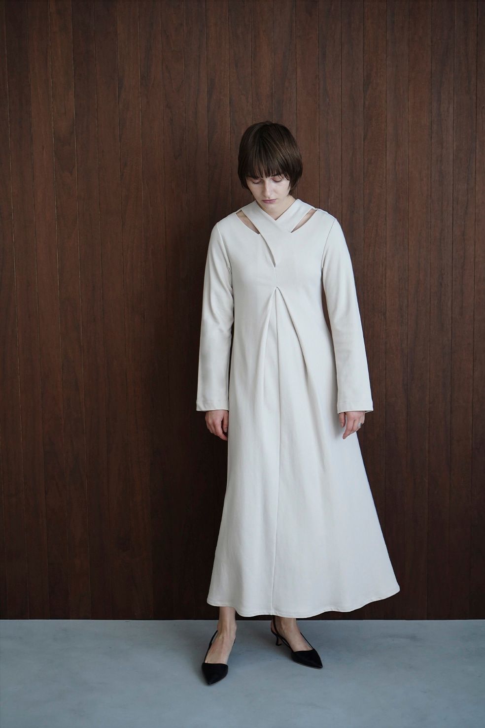 CLANE - フロント クロス ワンピース - FRONT CROSS ONE PIECE IVORY