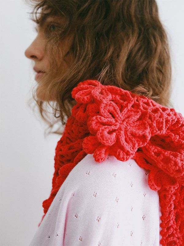 クロシェニットカーディガン (RED)
