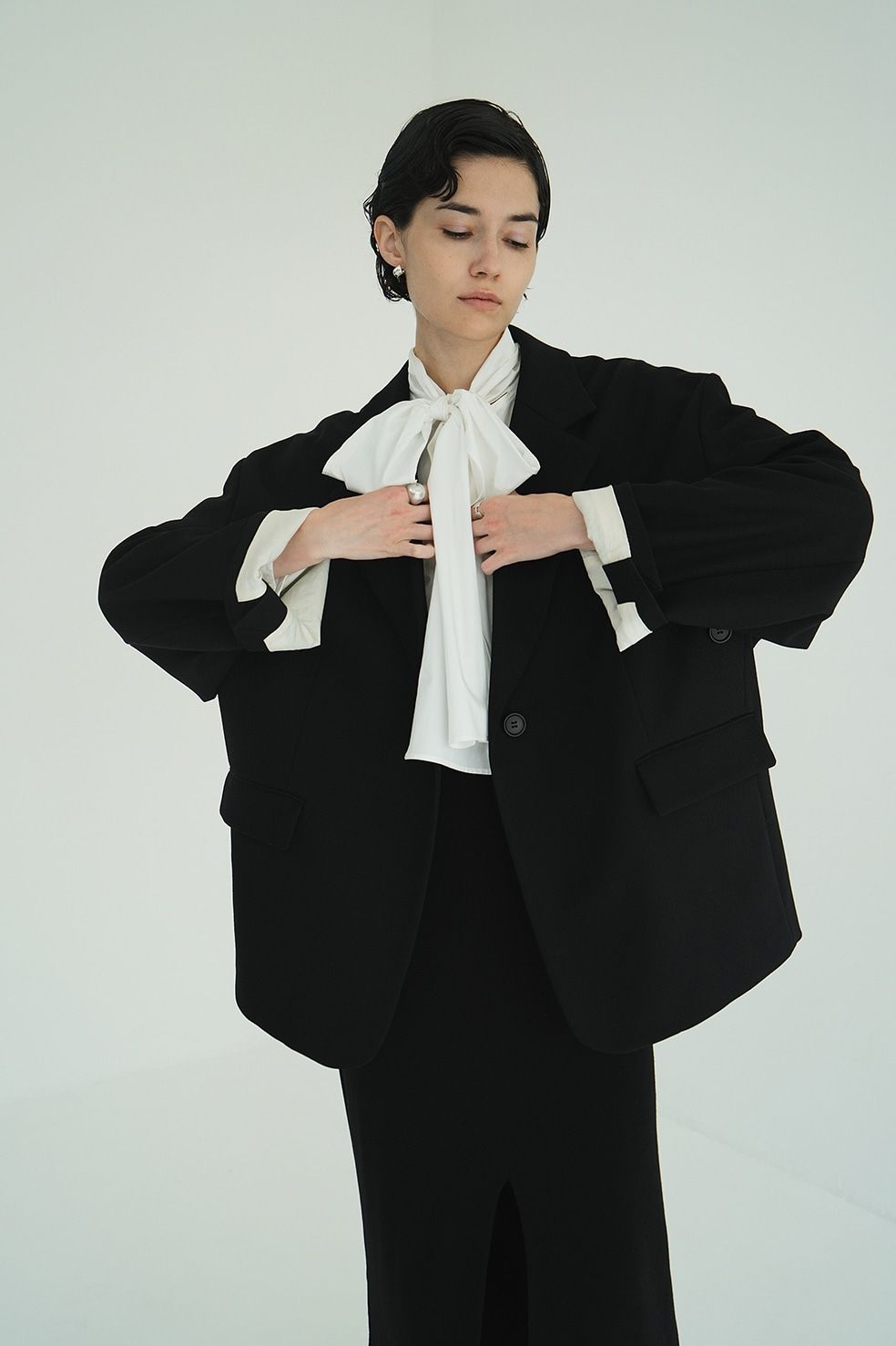 オーバーサイズテーラードジャケット | 2WAY TAILORED OVER JACKET (BLACK)