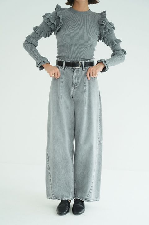コクーン バルキー デニムパンツ -  COCOON BULKY DENIM PANTS (GREY)