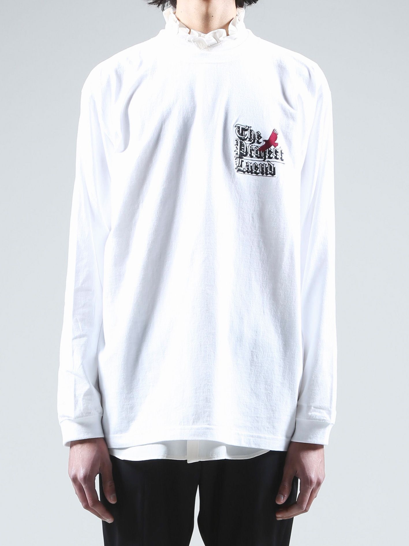 ロゴ刺繍ロングスリーブTシャツ - Embroidery Long Sleeve T Shirt - WHITE