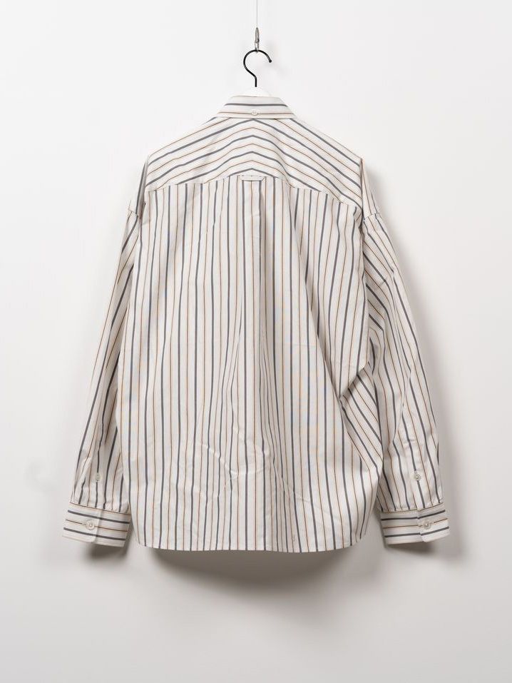コットン ストライプ ロング スリーブ シャツ | Cotton Stripe Long-sleeve Shirt - WHITE