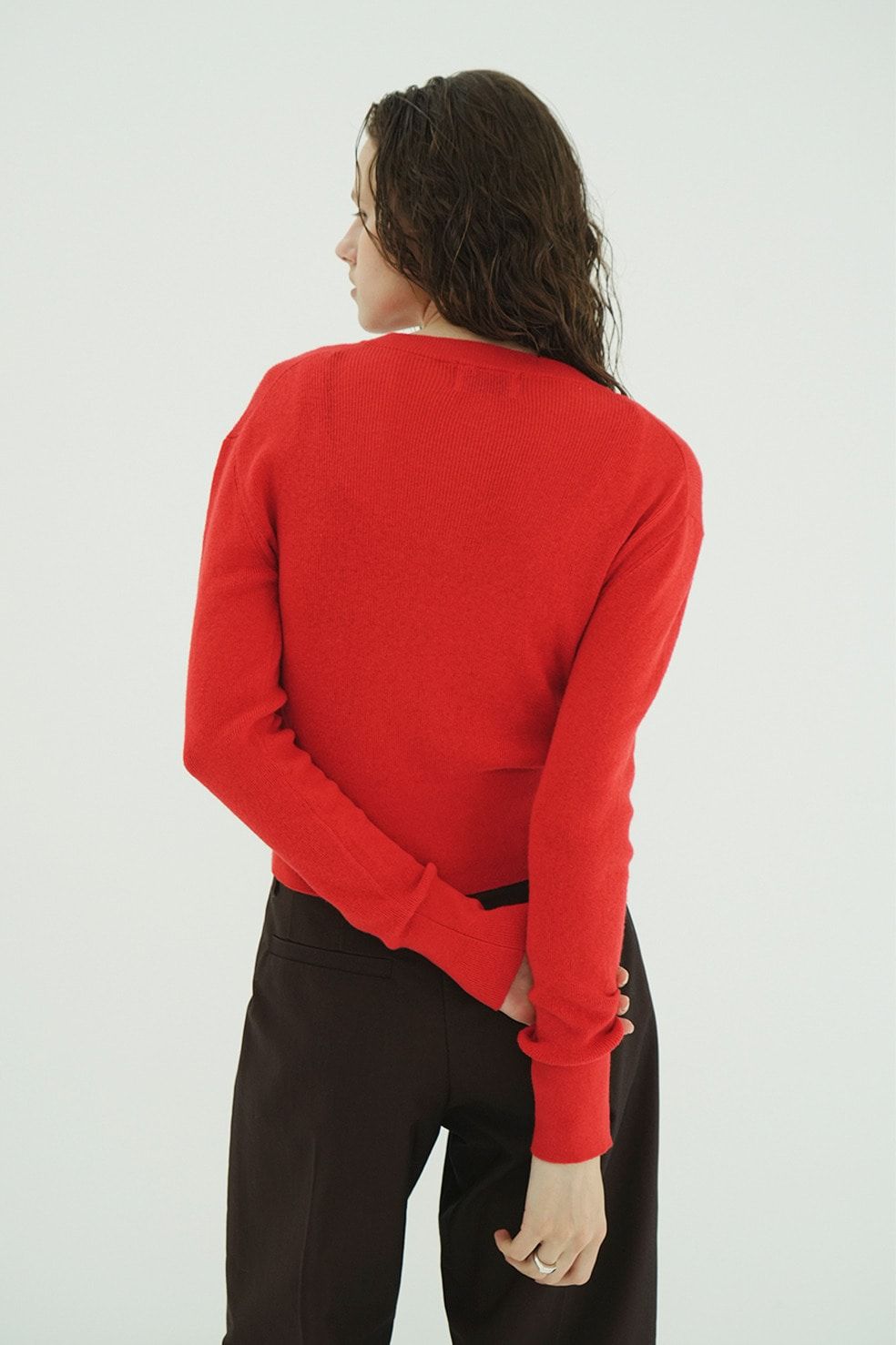 ニットカーディガン×タンクトップ セット -  BUTTON CARDIGAN TANK SET (RED)