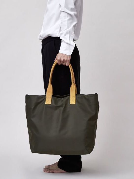 pack tote SUPER / co21fwpt020 R Nylon * H cow leather - KHAKI*MUS