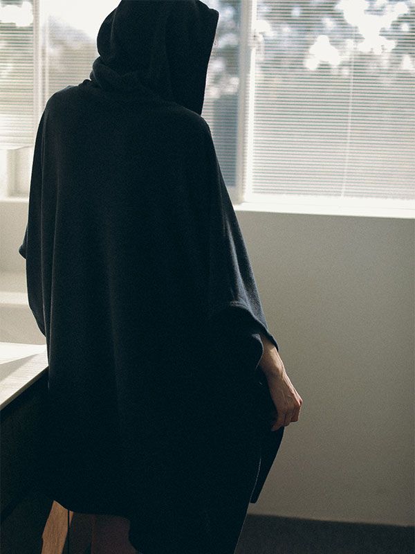 フェードパイルフードポンチョ (NAVY)