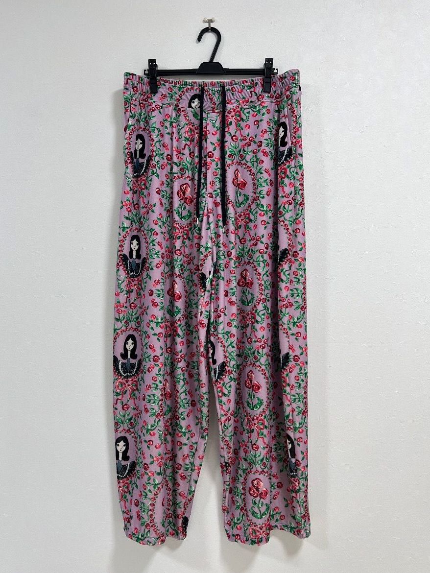 ワイド ベロア パンツ - Wide Velour Pants(Girl Print Pattern PINK )