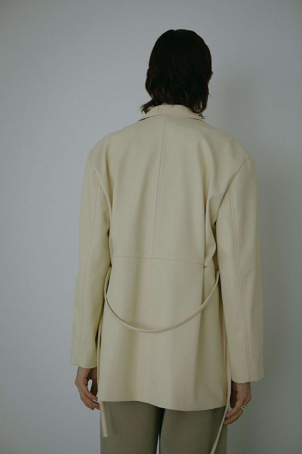 FAUX LEATHER JACKET - フェイクレザーテーラードジャケット